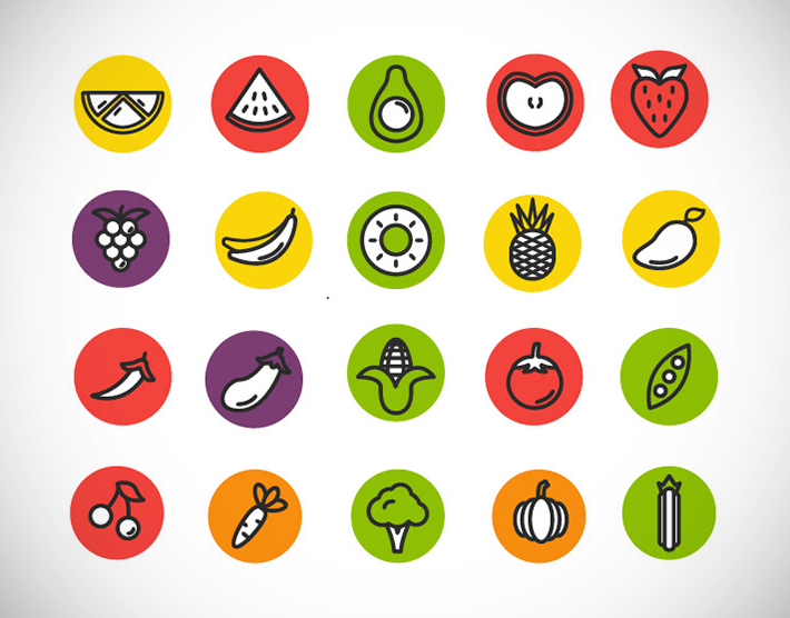 Awesome Fruit and Vegetables Icons Free Download
