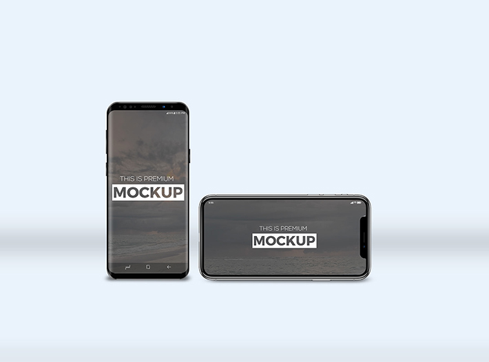 Free Download Awesome Galaxy S9 & iPhone X Mockups (PSD)
