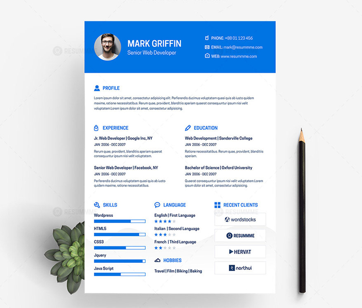 Freebie : Creative Web Developer Resume / CV Template Design