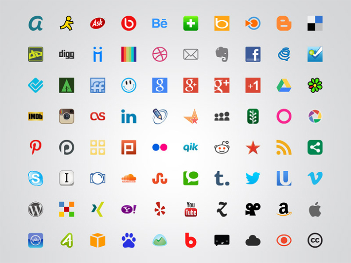 Creative 100 Social Media Icons Free Download