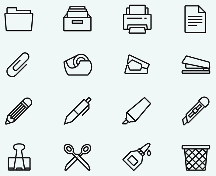 Creative Important Office Tools Icons Free Download