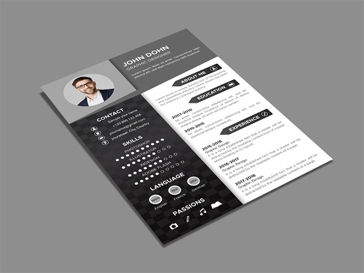 Freebie : Awesome Resume / CV PSD Template Design For (Any Profession)
