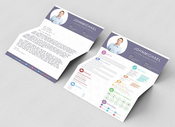 Creative Professional Resume / CV Template With Cover Letter : Freebie
