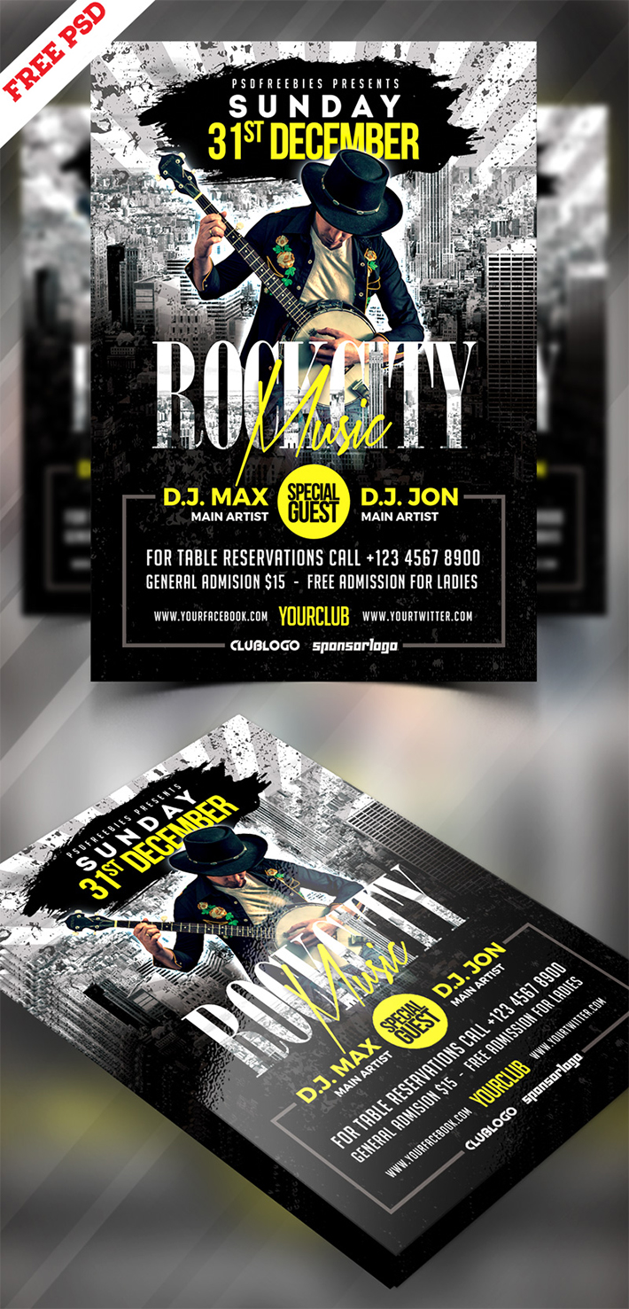Free Download Cool Sunday Music Party Flyer Template Design (PSD)