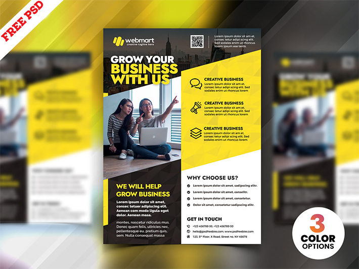 Free Download Attractive Business Advertising Flyer PSD Template Design