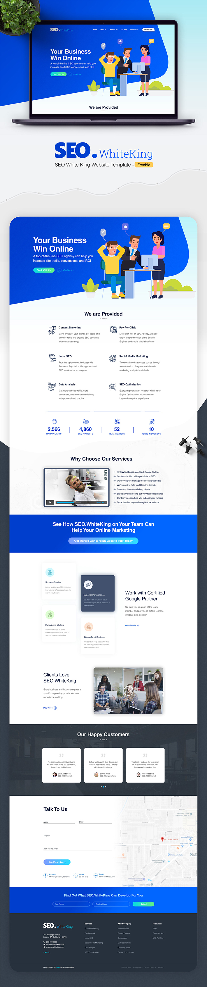 Free Download Creative Business SEO Website PSD Template (2019)