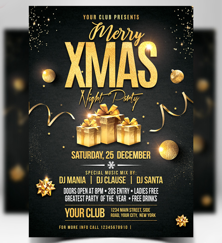 Free Download Awesome Christmas Party Flyer Template Design (2019)
