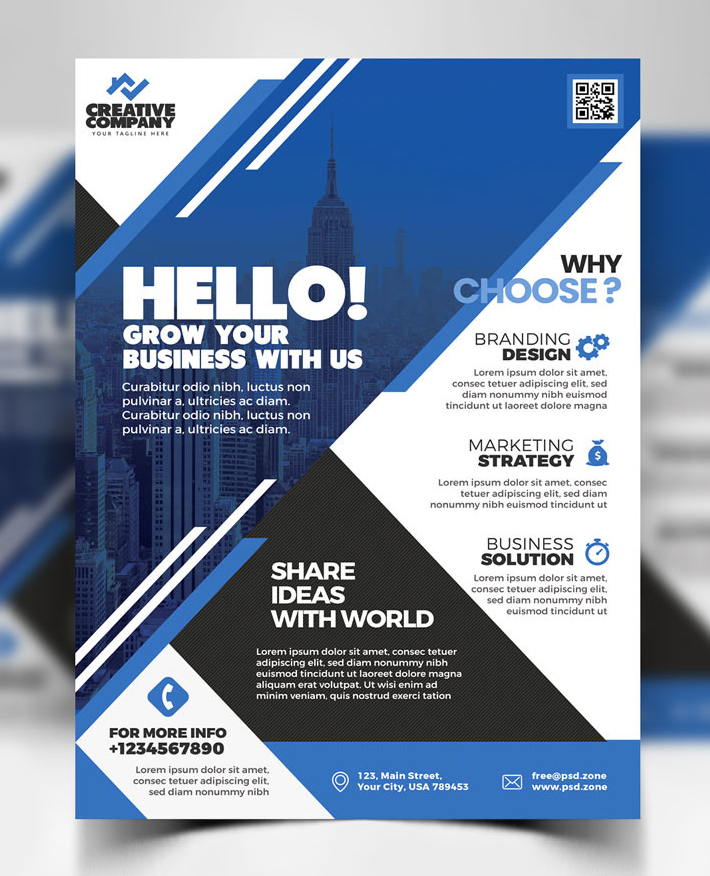 Free Download : Creative Company Flyer Templates Design (PSD)
