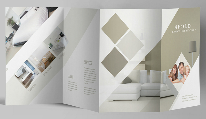 Freebie : Elegant High Quality 4 Fold Brochure Mockup (PSD)