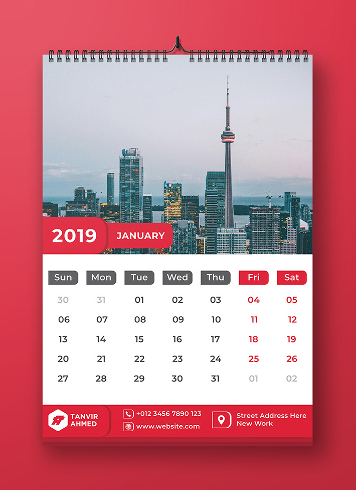 Freebie : Awesome New Year Calendar (2019)