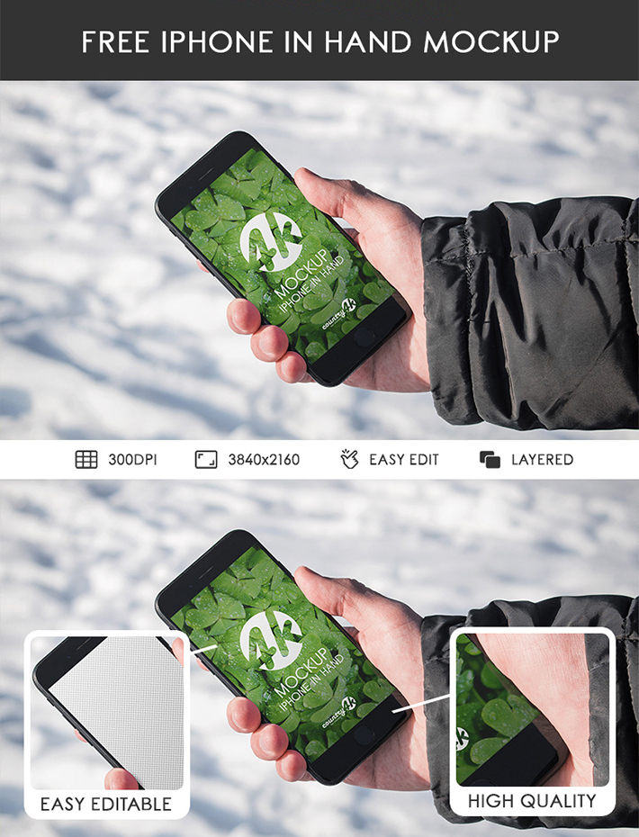 Free Download Awesome iPhone in Hand MockUp (PSD)