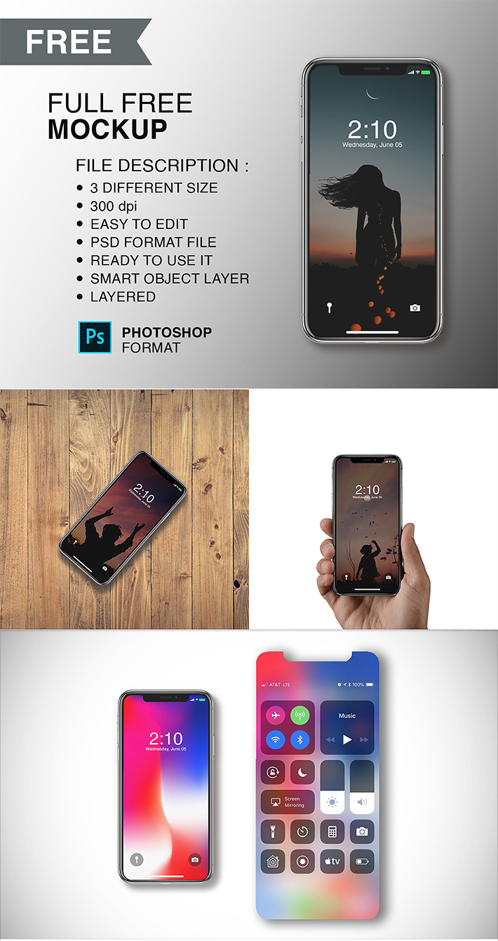 Free Download Awesome Iphone X PSD Mockup