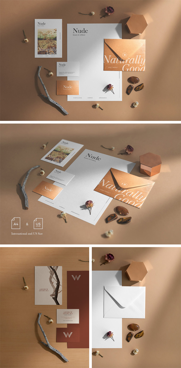 Free Download Awesome Nude Branding PSD Mockups