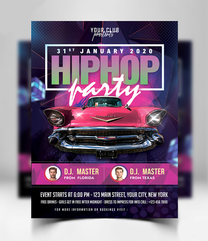 Freebie : Cool Night Party Flyer Template Design (PSD)