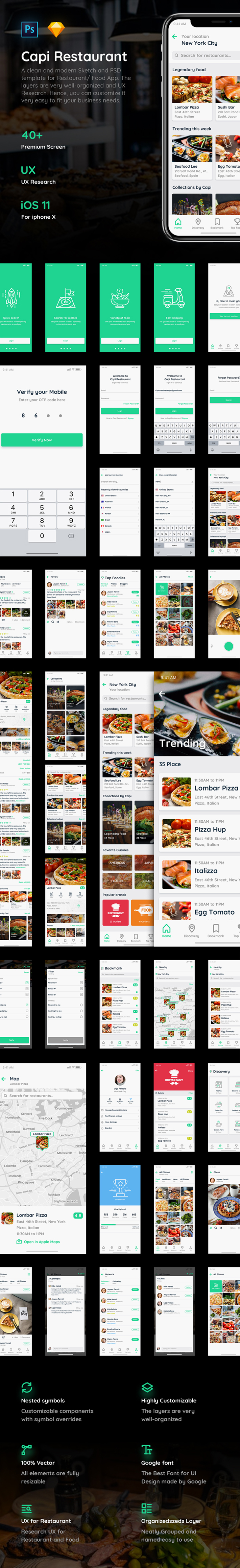 Freebie : Elegant Restaurant Free iOS UI Kit For Designers