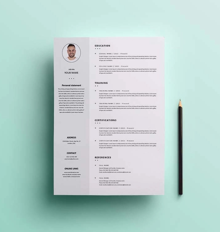 Simple Clean Resume / CV Template Design Free Download