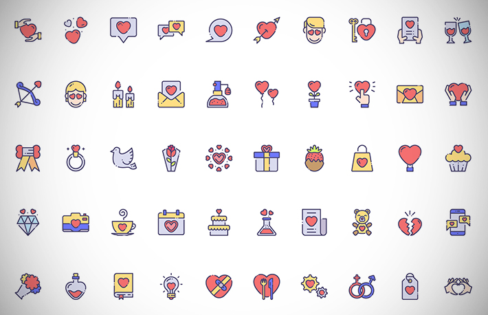 Freebie : 50 Awesome Valentine Day Icons