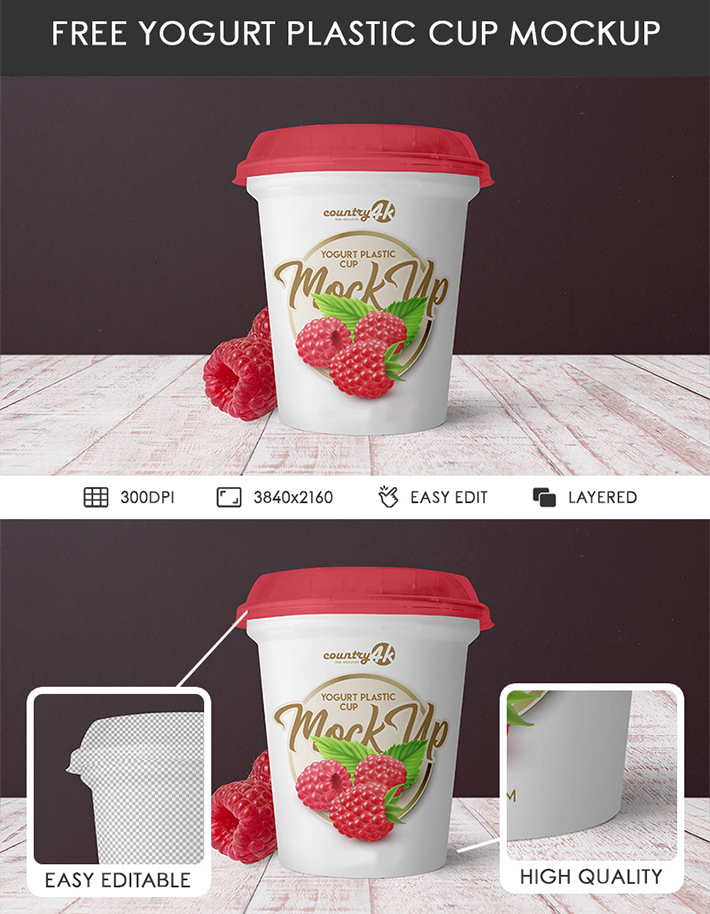 Free Download Elegant Yogurt Cup Mockup (PSD)