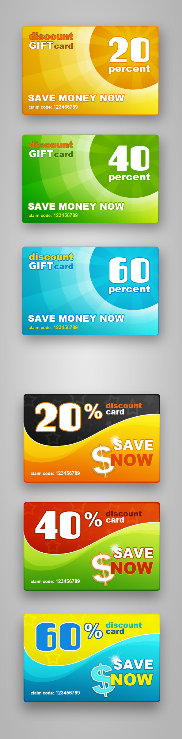Discount Gift Cards PSD