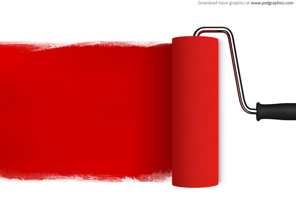 Red paint roller PSD