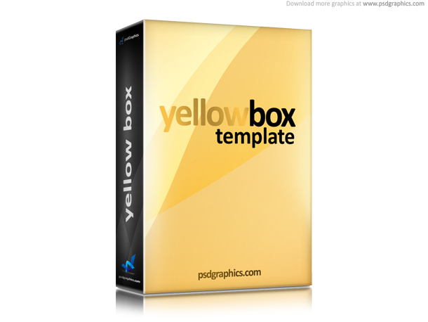 Yellow software box template PSD