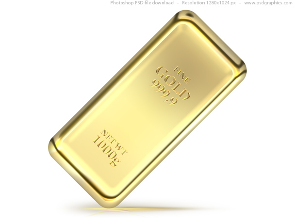 Gold bullion bar PSD icon PSD