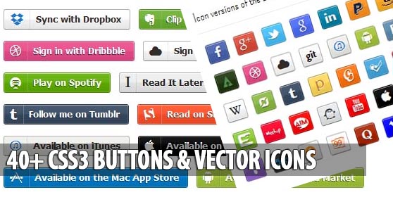 40CSS3Buttons-VectorIcons
