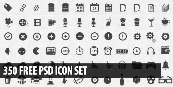 350 Free PSD icon set
