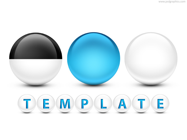 Glossy spheres with text PSD template