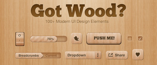 Got Wood UI Design Elements PSD for free