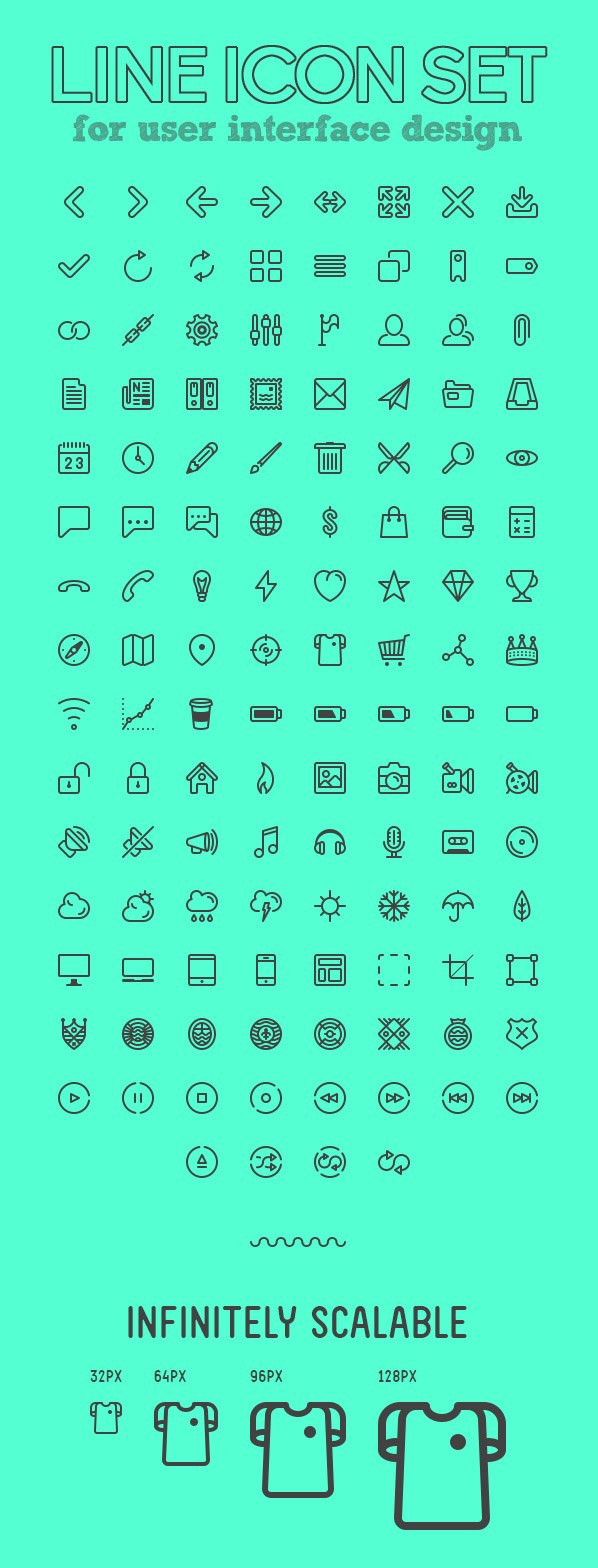Free Line Icon Set for UI - Preview
