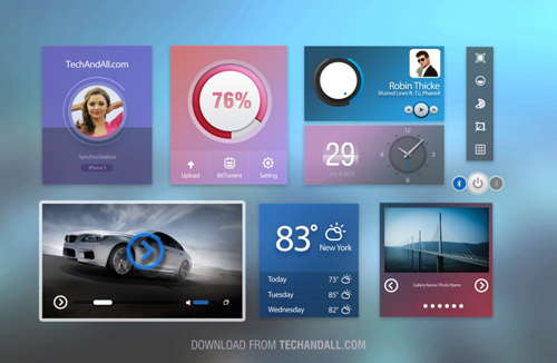 User Interface / UI kit with Cold Colors .PSD
