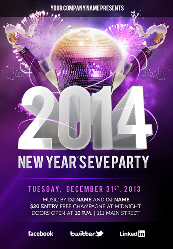New Year Flyer Template PSD 2