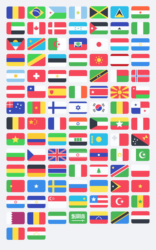100 Free Flat Flags (PSD) Free PSD File
