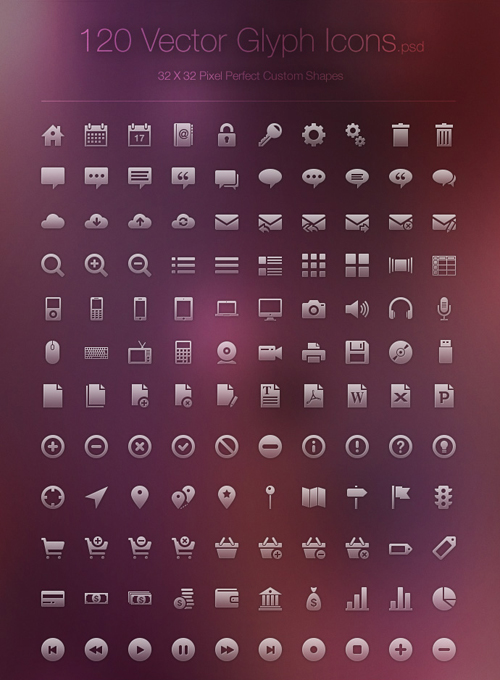 Vector Glyph Icons Free PSD File