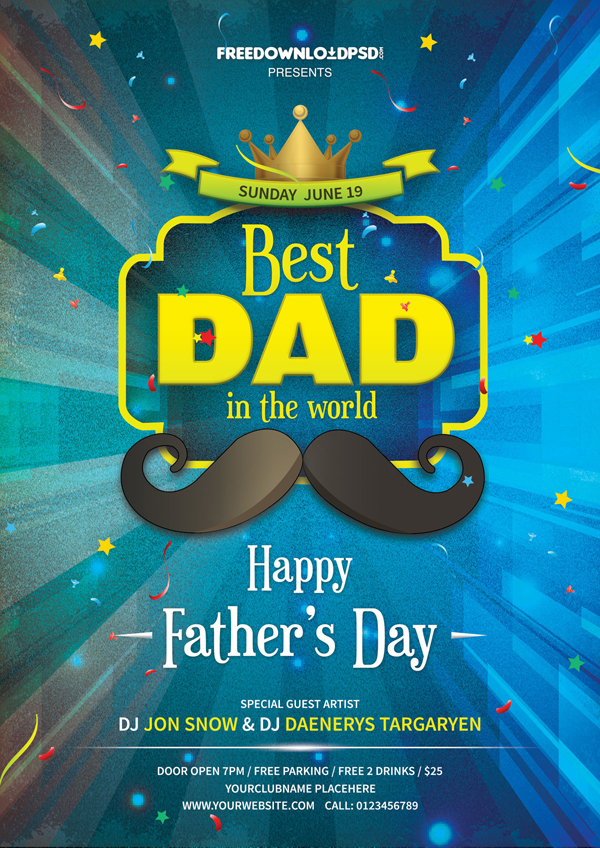 Fathers Day Party Flyer Free PSD