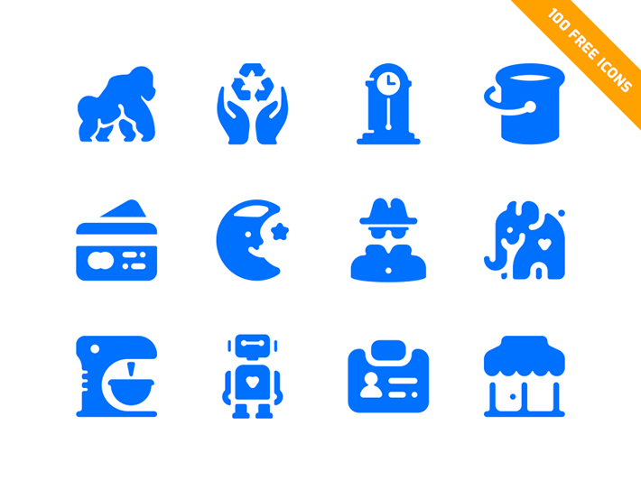 Attractive 100 Solid Icons Free Download