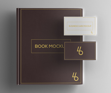 Corporate Business Card and Book Cover Mockup PSD (Freebie)