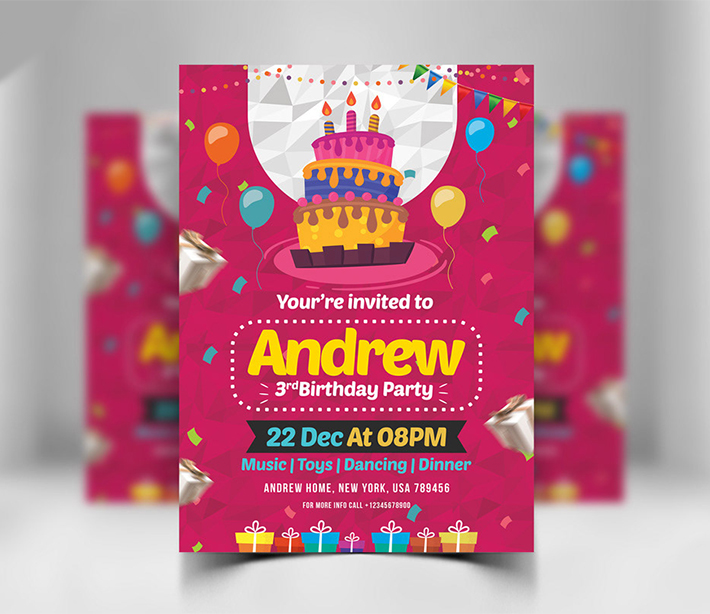 Awesome Birthday Invitation Card Design PSD Download (Freebie)