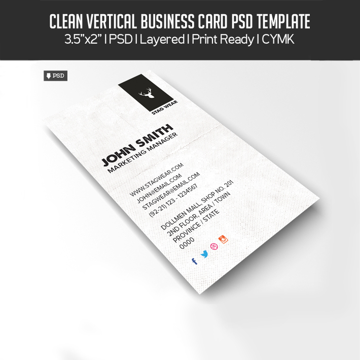 Download Free Stylish Vertical Business Card PSD Template