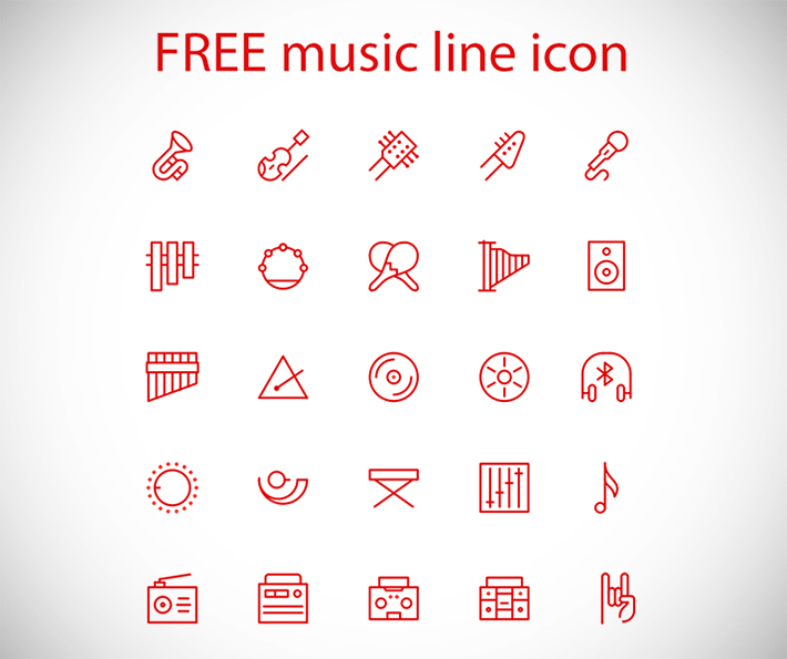 Stylish Line Icon For Music App Design