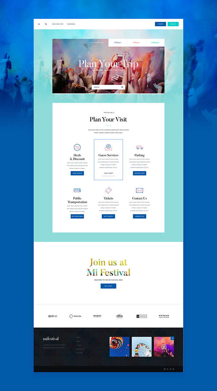 Creative Festival Web Designing Template Free Download PSD