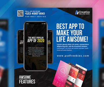 Free Download Multipurpose Mobile App Flyer Template (PSD)