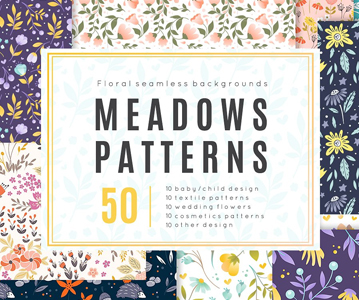 Awesome 50 Meadow seamless patterns Free Download