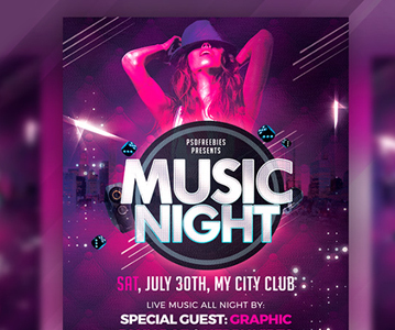 Freebie : Music Party Flyer Template (PSD)