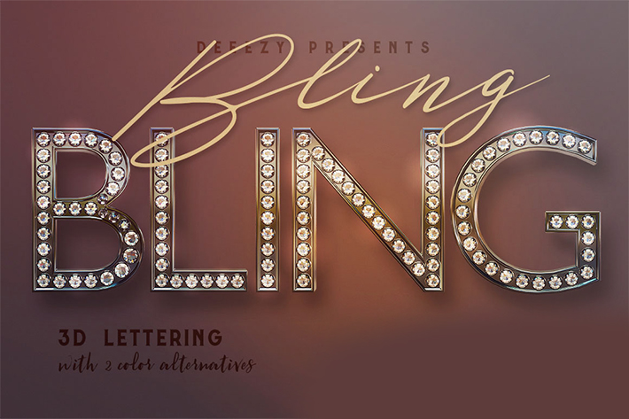 Free Download Awesome Bling 3D Lettering