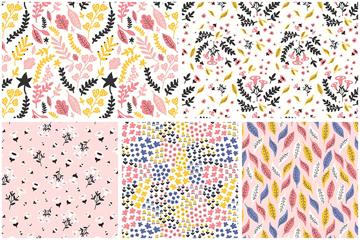 Beautiful Flowers Seamless Patterns For Designers