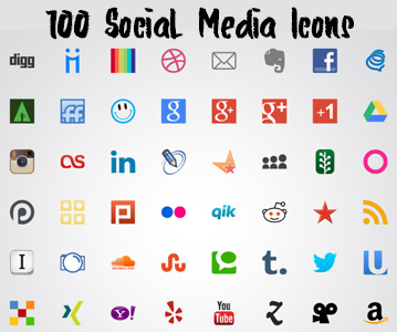 Creative 100 Social Media Icons Free Download