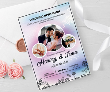 Print Ready Happy Wedding Invitation Card Free Download (PSD)