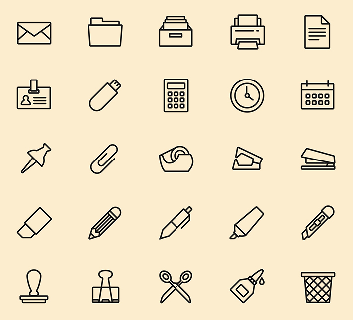 Creative Important Office Tools Icons